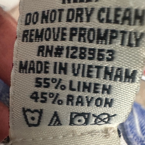 Linen Blend Striped Coastal blue white belted Shorts - Size Medium - Picture 12 of 14